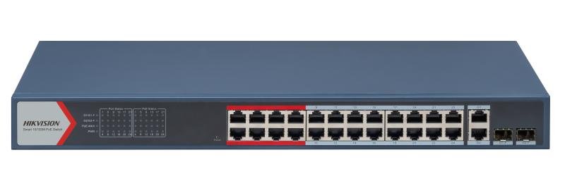 سويتش ذكي PoE بـ 24 منفذ جيجابت (Gigabit) 24 PFast Ethernet Smart POE Switch  DS-3E1326P-EI (B)