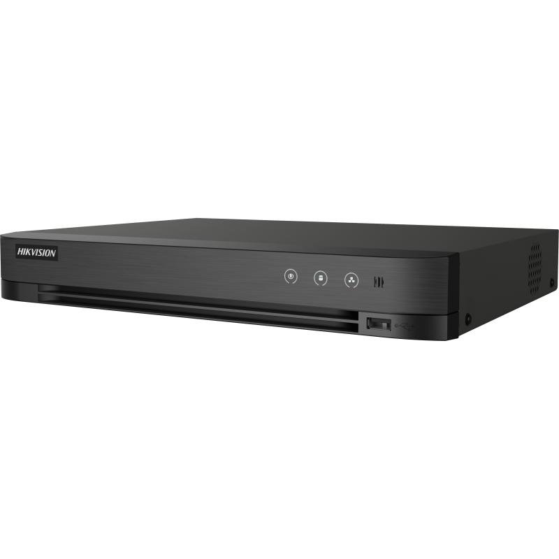 مسجل فيديو DVR بعدد 16 قناة بدقة 1080p بتقنية H.265 مع ذكاء اصطناعي AcuSense لتمييز البشر والمركبات وتقليل الإنذارات الكاذبة، بتصميم 1U مدمج.iDS-7216HQHI-M1/XT