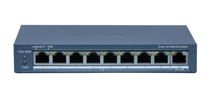 سويتش شبكة ذكي بـ 8 منافذ Fast Ethernet يدعم تقنية PoE (تغذية الطاقة عبر كابل الشبكة).DS-3E1309P-EI 8 Port Fast Ethernet Smart POE Switch