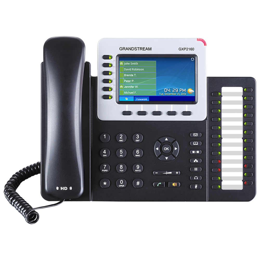 هاتف IP  بشاشة LCD ملونة ويدعم 6 خطوط و 6 حسابات SIP ومؤتمرات صوتية خماسية الاتجاه قراند ستريم GXP2160