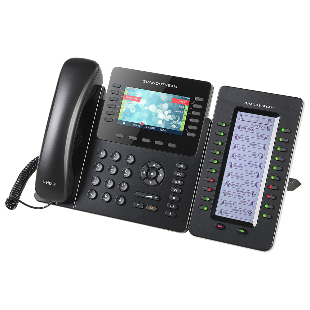 تليفون IP بشاشة LCD ملونة مقاس 4.3 بوصة 5 مؤتمرات صوتية بخمس اتجاهات قراند ستريم GXP2170