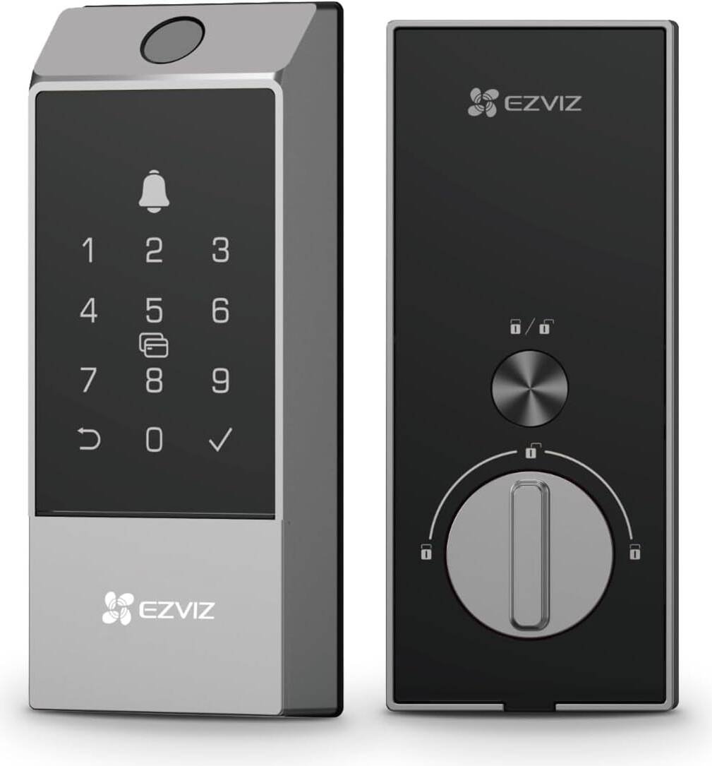 قفل ذكي EZVIZ DL04 Pro 5 في 1 بدون مفتاح مع إمكانية الوصول ببصمة الإصبع، وبلوتوث وواي فاي، وإشعارات في الوقت الفعلي، ووضع الخصوصية،