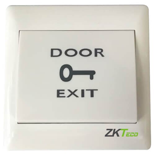 زر خروج (Exit Button) مصنوع من البلاستيك، ويُستخدم في أنظمة التحكم في الدخول لفتح الأبواب الإلكترونية.EX-802