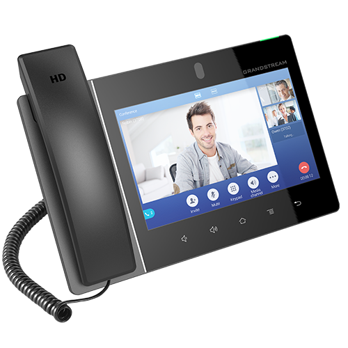 هاتف فيديو IP ذكي يجمع بين مزايا هاتف الاتصال عبر الإنترنت (VoIP) المكون من 16 خطاً، وحلول  الفيديو ، و مرونة الأجهزة اللوحية العاملة بنظام أندرويد  Grandstream GXV3480