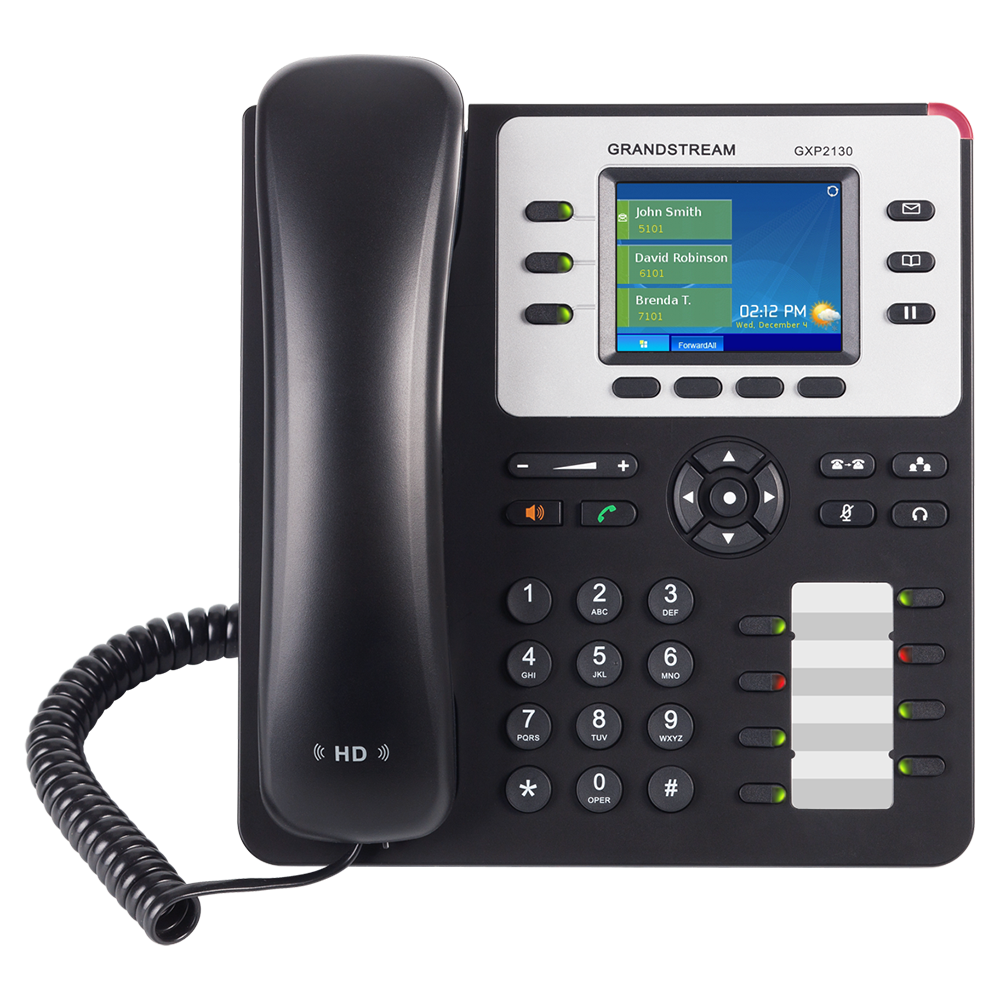 هاتف IP يدعم 3 خطوط ، 3 حسابات SIP ومؤتمرات صوتية رباعية الاتجاه مع منافذ جيجابت مزدوجة و PoE مدمج (Enterprise IP Phone) Grandstream GXP2130