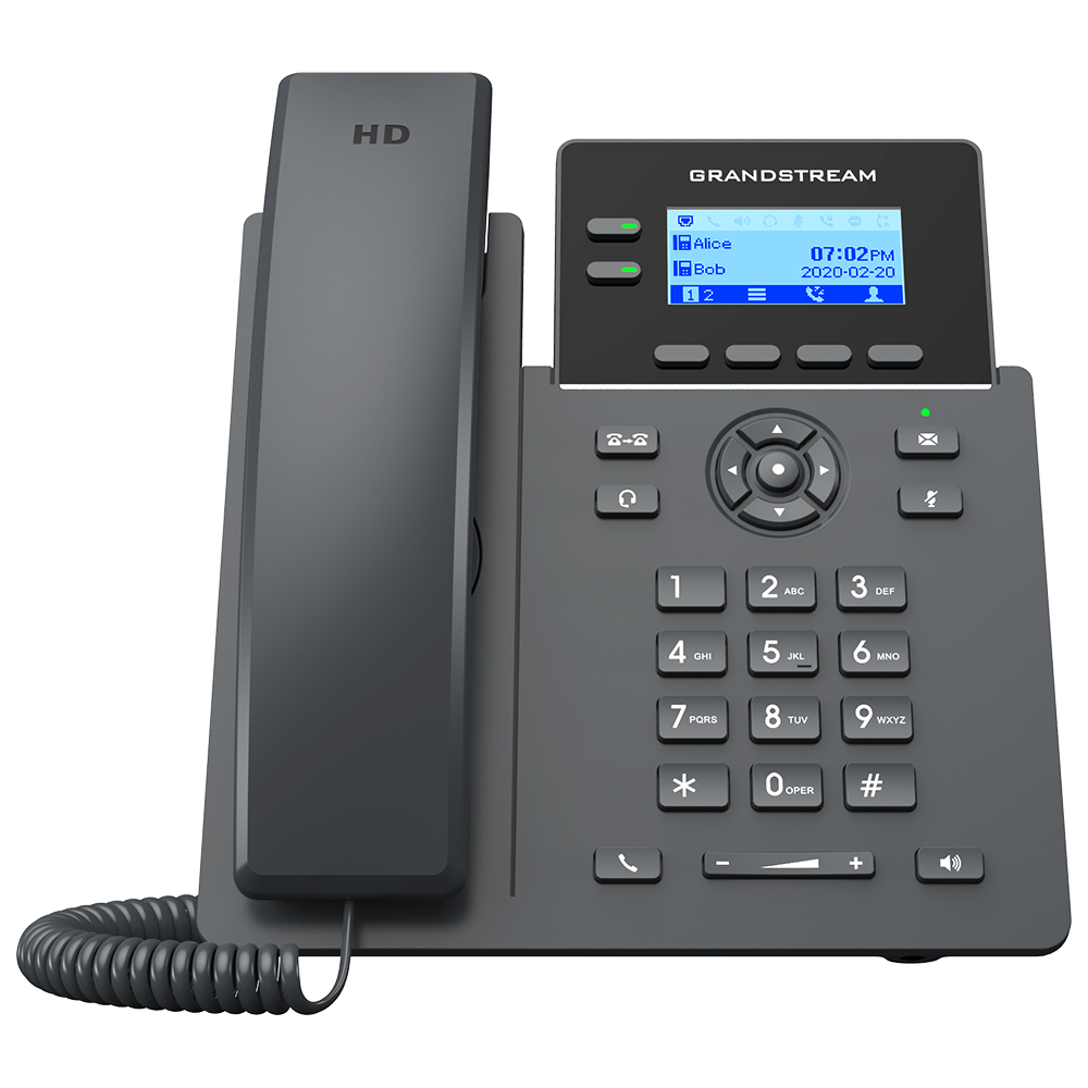 هاتف IP أساسي، يدعم حسابي SIP وخطين Grandstream GRP2602