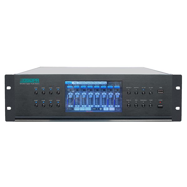 مصفوفة صوت رقمية (Digital Audio Matrix) بنظام 8×8، تدعم توزيع وتوجيه الصوت بين 8 مداخل و8 مخارج موديل MAG808