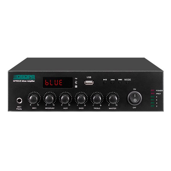 مضخم صوت رقمي صغير مدمج مع ميكسر بقدرة 250 واط، يدعم USB وBluetooth، بحجم 1.5U موديل MP250UB